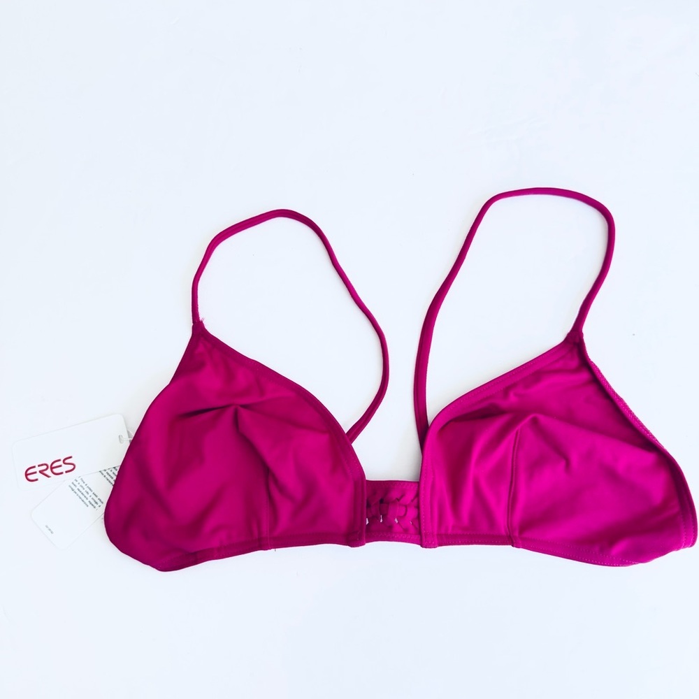 NWT ERES “Lumi” Multi Position Triangle Bikini Top Pink Fizz with Braiding - Picture 7 of 16